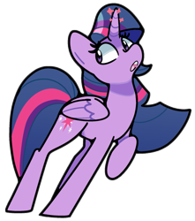 Size: 797x900 | Tagged: safe, alternate version, artist:kindakismet, derpibooru import, twilight sparkle, twilight sparkle (alicorn), alicorn, pony, g4, raised hoof, raised leg, simple background, solo, sparkles, transparent background