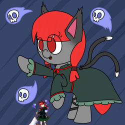 Size: 894x894 | Tagged: safe, artist:mrneo, derpibooru import, cat, cat pony, original species, pony, female, kaenbyou rin, mare, needle, ponified, solo, species swap, touhou