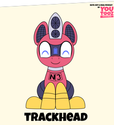 Size: 3000x3299 | Tagged: safe, artist:trackheadtherobopony, derpibooru import, oc, oc:trackhead, pony, robot, robot pony, ^^, eyes closed, plushie, solo, youtooz