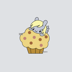 Size: 1000x1000 | Tagged: safe, artist:daieny, derpibooru import, derpy hooves, pegasus, pony, g4, chibi, cute, food, muffin