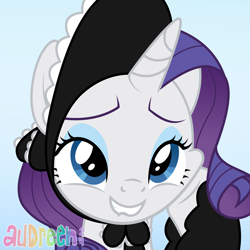 Size: 9000x9000 | Tagged: safe, artist:audreen, derpibooru import, rarity, pony, unicorn, g4, female, hoof on cheek, horn, lip bite, lolita fashion, mare, solo