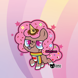 Size: 1000x1000 | Tagged: safe, artist:daieny, derpibooru import, oc, pony, unicorn, candy, cute, food, horn