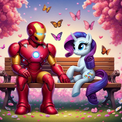 Size: 1024x1024 | Tagged: safe, ai content, derpibooru import, machine learning generated, rarity, butterfly, human, unicorn, g4, archer, bench, female, flower, hacker, horn, iron man, jujutsuka, kickboxers, knife-fighters, kung fu fighters, linguist, male, marksmen, martial artists, marvel, mechanical engineers, military tactician, outdoors, physicist, pilot, prompter:bluey2309, spearfighters, superhero, swordfighters, tessenjutsuka, weaver