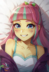 Size: 2496x3648 | Tagged: safe, ai content, derpibooru import, machine learning generated, sour sweet, human, equestria girls, g4, cute, female, generator:civitai, indoors, looking at you, prompter:trux23, smiling, smiling at you, solo