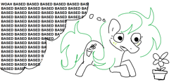 Size: 1181x552 | Tagged: safe, artist:tjpones, derpibooru import, wallflower blush, earth pony, pony, g4, equestria girls ponified, female, flower, mare, ponified, potted plant, simple background, solo, species swap, thought bubble, white background