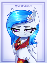 Size: 2229x3000 | Tagged: safe, artist:opal_radiance, derpibooru import, oc, oc:winter white, pegasus, pony, flower, flower in hair, solar empire, solo