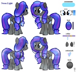 Size: 1177x1122 | Tagged: safe, artist:dorry, derpibooru import, oc, oc only, oc:neon light, crystal pony, pegasus, pony, collar, crystal, crystal pony oc, cyrillic, duo, duo male and female, female, female oc, folded wings, male, male oc, mare, mare oc, one eye covered, pegasus oc, reference sheet, rule 63, self paradox, self ponidox, signature, simple background, smiling, stallion, stallion oc, story included, white background, wings