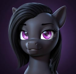 Size: 1114x1080 | Tagged: safe, ai content, derpibooru import, machine learning generated, oc, black background, black hair, black mane, female, mare, prompter:vesteffi, purple eyes, simple background, unnamed character