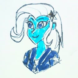 Size: 1326x1326 | Tagged: safe, artist:fabsegdraft, derpibooru import, trixie, equestria girls, g4, bust, traditional art