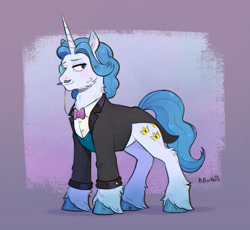 Size: 1600x1472 | Tagged: safe, artist:birdoffnorth, derpibooru import, fancypants, pony, unicorn, g4, bowtie, clothes, horn, male, monocle, solo, stallion, suit, vest