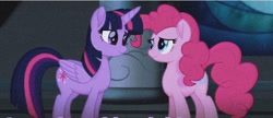 Size: 640x276 | Tagged: safe, derpibooru import, screencap, pinkie pie, twilight sparkle, twilight sparkle (alicorn), alicorn, earth pony, pony, g4, my little pony: the movie, cute, diapinkes, duo, forgiveness, reconciliation, twiabetes