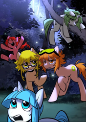 Size: 739x1048 | Tagged: safe, alternate version, artist:不可食用eat, derpibooru import, pony, alan becker, ambiguous gender, animator vs animation, blue (alan becker), green (alan becker), outdoors, ponified, red (alan becker), rule 85, species swap, the second coming, yellow (alan becker)