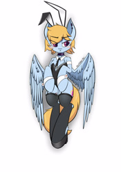 Size: 3500x5000 | Tagged: safe, alternate version, artist:yufebwifbi, derpibooru import, oc, oc only, oc:gale spark, pegasus, pony, bunny suit, clothes, female, mare, simple background, solo, white background, wings