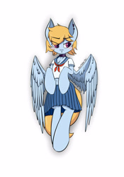 Size: 3500x5000 | Tagged: safe, alternate version, artist:yufebwifbi, derpibooru import, oc, oc only, oc:gale spark, pegasus, pony, clothes, female, mare, sailor uniform, simple background, solo, uniform, white background, wings