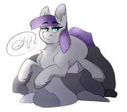 Size: 1280x1133 | Tagged: safe, artist:sunnysynopsis, derpibooru import, maud pie, earth pony, pony, g4, female, looking at you, mare, missing accessory, solo, speech bubble