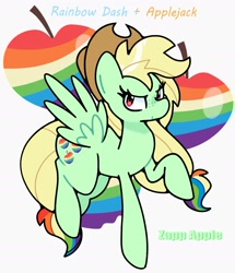 Size: 1803x2101 | Tagged: safe, artist:kindakismet, derpibooru import, pegasus, pony, applejack's hat, clothes, cowboy hat, fusion, fusion:appledash, fusion:applejack, fusion:rainbow dash, hat, solo