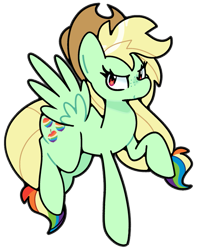 Size: 713x900 | Tagged: safe, alternate version, artist:kindakismet, derpibooru import, pegasus, pony, applejack's hat, clothes, cowboy hat, fusion, fusion:appledash, fusion:applejack, fusion:rainbow dash, hat, simple background, solo, transparent background