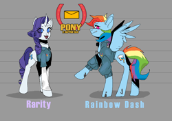 Size: 1032x729 | Tagged: safe, artist:millman;, derpibooru import, rainbow dash, rarity, pegasus, pony, unicorn, clothes, crossover, duo, horn, mouthwashing (game), pixel-crisp art