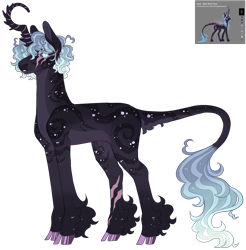 Size: 2807x2848 | Tagged: safe, artist:emalajissda, artist:sleepy-nova, derpibooru import, oc, oc only, oc:navara, pony, unicorn, blue eyelashes, blue mane, blue pupils, blue tail, cloven hooves, coat markings, colored belly, colored ears, colored eyelashes, colored hooves, colored horn, colored pinnae, colored pupils, colored sclera, commission, countershading, curly hair, curly mane, curly tail, curved horn, eye clipping through hair, eye scar, eyebrows, eyebrows visible through hair, facial markings, facial scar, female, female oc, fetlock tuft, frown, gradient legs, gradient mane, gradient tail, gray sclera, high res, hooves, horn, lacrimal caruncle, leg markings, leg stripes, leonine tail, long neck, long tail, looking back, male, mare, mare oc, missing cutie mark, oc redesign, pale belly, profile, purple hooves, purple sclera, scar, shiny hooves, short mane, simple background, slit eyes, snip (coat marking), socks (coat marking), solo, sparkles, sparkly coat, sparkly legs, sparkly mane, sparkly tail, spiked horn, stallion, standing, striped horn, stripes, swirls, swirly markings, tail, tail fluff, tail markings, tall ears, thick neck, thin tail, transparent background