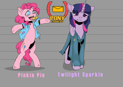 Size: 1032x729 | Tagged: safe, artist:millman;, derpibooru import, pinkie pie, twilight sparkle, alicorn, earth pony, pony, clothes, crossover, duo, mouthwashing (game), pixel-crisp art