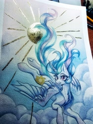 Size: 3024x4032 | Tagged: safe, artist:jsunlight, derpibooru import, princess celestia, alicorn, pony, solo, traditional art, watercolor painting