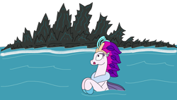 Size: 3214x1821 | Tagged: safe, artist:supahdonarudo, derpibooru import, queen novo, kaiju, seapony (g4), g4, godzilla, godzilla (series), ocean, outdoors, scared, shocked, shocked expression, simple background, swimming, transparent background, water