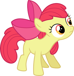 Size: 3000x3061 | Tagged: safe, artist:cloudy glow, derpibooru import, apple bloom, earth pony, pony, g4, adorabloom, apple bloom's bow, bow, cute, female, filly, foal, hair bow, simple background, solo, transparent background, vector