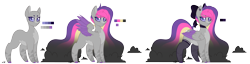 Size: 5152x1321 | Tagged: safe, artist:furtoodie, derpibooru import, oc, oc:stormy mourning, pegasus, pony, bow, colored wings, female, hair bow, mare, reference sheet, simple background, solo, transparent background, two toned wings, wings