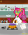 Size: 1220x1515 | Tagged: safe, artist:wh189, derpibooru import, oc, oc:strawberry filling, bat pony, hybrid, pony, unicorn, bat pony hybrid, bat pony unicorn, beakers, book, cabinet, clothes, coat, flask, focused, goggles, horn, indoors, lab coat, mortar and pestle, notes, pot, potion, safety goggles, sink, snowpony (species), solo, species:baticorn, taiga pony, test tube, watch, yakutian horse