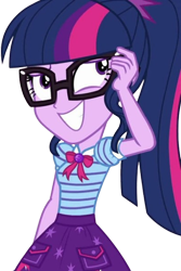 Size: 1686x2520 | Tagged: safe, derpibooru import, edit, edited screencap, editor:mrtoonlover83, screencap, sci-twi, twilight sparkle, human, equestria girls, g4, background removed, clothes, female, glasses, not a vector, simple background, smiling, solo, transparent background