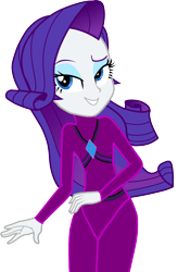 Size: 1649x2509 | Tagged: safe, artist:rosasmitt, derpibooru import, rarity, human, equestria girls, g4, bedroom eyes, clothes, female, grin, latex, latex suit, seductive, sexy, simple background, smiling, solo, transparent background, wetsuit