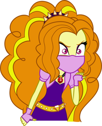 Size: 5355x6589 | Tagged: safe, artist:mit-boy, derpibooru import, editor:brokenadam, adagio dazzle, equestria girls, g4, rainbow rocks, absurd resolution, angry, angrygio, coronavirus, covid-19, eyeshadow edit, face mask, frustrated, mask, shut up, simple background, slit throat gesture, solo, vector, white background