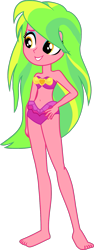 Size: 631x1671 | Tagged: safe, alternate version, artist:dustinwatsongkx, derpibooru import, edit, lemon zest, better together, equestria girls, forgotten friendship, g4, bare shoulders, barefoot, belly, belly button, bikini, clothes, clothes swap, equestria girls specials, feet, female, pinkie pie swimsuit, simple background, sleeveless, solo, strapless, swimsuit, swimsuit edit, swimsuit swap, transparent background, vector