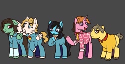 Size: 1172x602 | Tagged: safe, artist:13en_i, derpibooru import, earth pony, pegasus, pony, unicorn, anya (mouthwashing), curly (mouthwashing), daisuke (mouthwashing), horn, jimmy (mouthwashing), mouthwashing (game), ponified, species swap, swansea (mouthwashing)