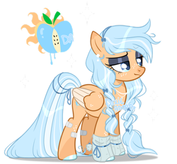 Size: 1280x1188 | Tagged: safe, artist:dixieadopts, derpibooru import, oc, oc only, oc:sunny gale, pegasus, pony, clothes, female, magical lesbian spawn, mare, offspring, parent:applejack, parent:rainbow dash, parents:appledash, simple background, socks, solo, transparent background