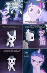 Size: 1989x3072 | Tagged: safe, artist:anonymousandrei, derpibooru exclusive, derpibooru import, rumble, twilight sparkle, twilight sparkle (alicorn), alicorn, pegasus, pony, comic:rumble and the tree of harmony, g4, bedroom eyes, behind you, cave, colt, comic, dialogue, duo, ears, female, floppy ears, foal, male, mare, roots, scared, talking, tree of harmony, treelight sparkle