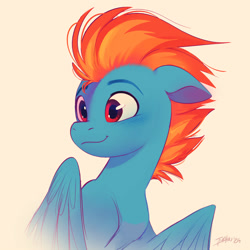 Size: 3000x3000 | Tagged: safe, artist:imalou, derpibooru import, oc, oc only, oc:samudash, pegasus, pony, bust, looking over shoulder, not lightning dust, simple background, solo