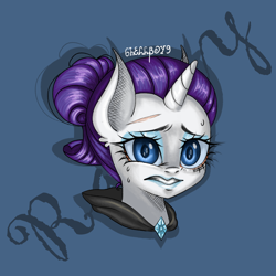 Size: 2048x2048 | Tagged: safe, artist:6hellboy9, derpibooru import, rarity, unicorn, g4, blue lipstick, bust, cute, female, horn, lipstick, portrait, redesign, solo, uncanny valley