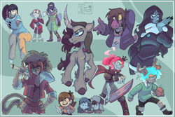 Size: 2048x1365 | Tagged: safe, artist:donhi, derpibooru import, oleander, them's fightin' herds, community related, deltarune, dipper pines, gravity falls, hilda, hilda (netflix), mabel pines, susie (deltarune)