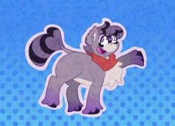 Size: 1250x900 | Tagged: safe, artist:kawaiipony_va, derpibooru import, pony, bandana, indigo park (video game), male, ponified, rambley raccoon, solo, species swap