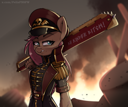 Size: 2154x1794 | Tagged: safe, artist:felixf, derpibooru import, fluttershy, anthro, g4, crossover, female, outdoors, solo, sword, warhammer (game), warhammer 40k, weapon