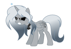 Size: 1961x1351 | Tagged: safe, artist:darbypop1, derpibooru import, oc, oc:melody everbelle, alicorn, pony, alternate design, angry, black sclera, female, mare, simple background, solo, transparent background