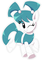 Size: 2000x2457 | Tagged: source needed, safe, artist:spoonie, derpibooru import, earth pony, pony, robot, robot pony, female, jenny wakeman, mare, my life as a teenage robot, simple background, solo, transparent background