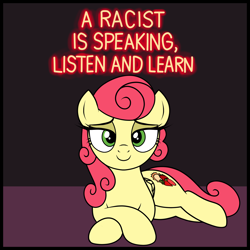 Size: 2000x2000 | Tagged: safe, artist:vomitvomiting, derpibooru import, strawberry sunrise, pegasus, pony, g4, drawthread, female, implied racism, meme, ponified, ponified animal photo, ponified meme, requested art, solo, species swap, text, two toned background