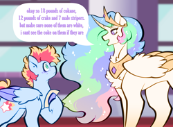 Size: 8000x5849 | Tagged: safe, artist:pewiowl, derpibooru import, princess celestia, oc, alicorn, pony, art, chest fluff, concerned, digital art, implied drugs, master chief and luna hanging out, meme