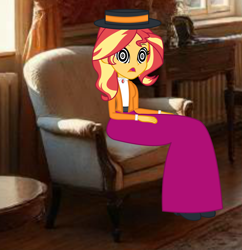 Size: 3650x3768 | Tagged: safe, artist:cartoonmasterv3, derpibooru import, sunset shimmer, human, equestria girls, g4, clothes, dress, edwardian, hypno eyes, hypnosis, hypnotized, indoors, long dress, long skirt, skirt, solo, swirly eyes