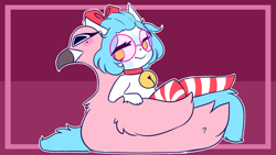 Size: 1920x1080 | Tagged: safe, artist:amiicommissions, derpibooru import, oc, oc:lilly, bird, flamingo, pony, clothes, female, glasses, mare, socks, solo