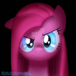 Size: 894x894 | Tagged: safe, artist:sylhyanadoll, derpibooru import, pinkie pie, earth pony, pony, black background, deviantart watermark, obtrusive watermark, pinkamena diane pie, simple background, solo, watermark