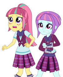 Size: 2400x2936 | Tagged: safe, artist:gmaplay, derpibooru import, screencap, sour sweet, sunny flare, equestria girls, friendship games, g4, scared