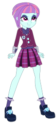 Size: 1900x4143 | Tagged: safe, artist:gmaplay, derpibooru import, sunny flare, human, equestria girls, friendship games, g4, bowtie, clothes, crossed arms, crystal prep academy, crystal prep academy uniform, crystal prep shadowbolts, eyebrows, eyeshadow, female, high res, makeup, pleated skirt, raised eyebrow, school uniform, shadow, simple background, skirt, smiling, smirk, solo, transparent background, vector